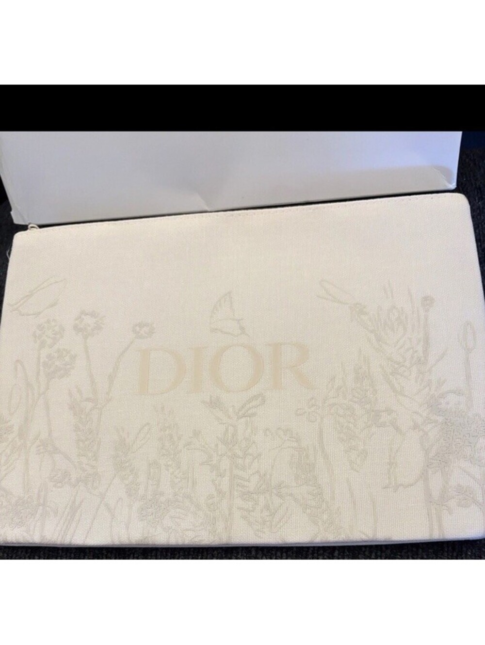 Dior White Zipper Cosmetic Makeup Bag Pouch - Picture 4 of 4